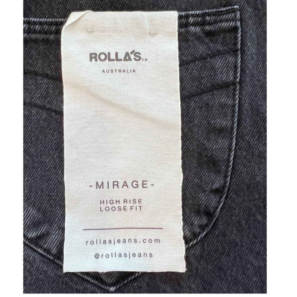 Rollas NWT Mirage High Rise Loose Fit Denim Shorts Washed Black Raw Hem 28 - Picture 3 of 10